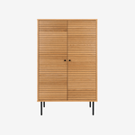 FRALY | שידת אחסון מעץ ומתכת, עם מדפים סגורים