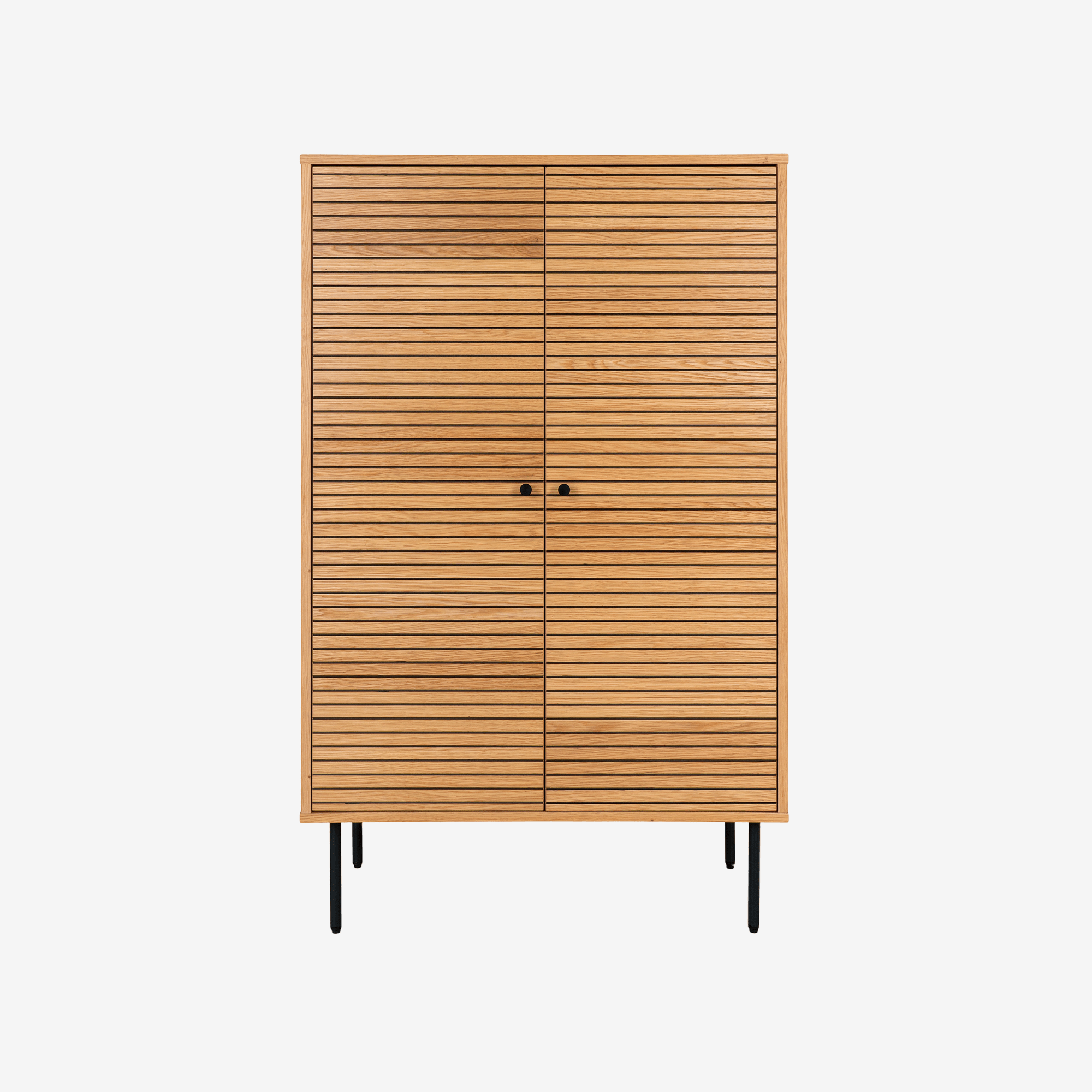 FRALY | שידת אחסון מעץ ומתכת, עם מדפים סגורים