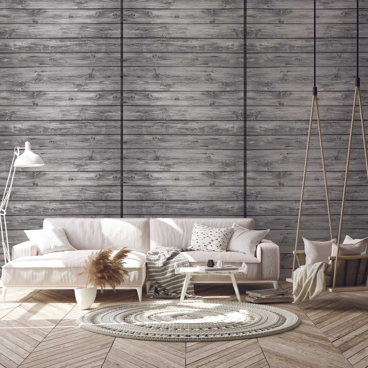 VAZU | טפט קיר במראה עץ אפור