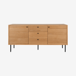 OLZA | קומודה מעץ ומתכת, עם 3 מגירות ומדפים סגורים