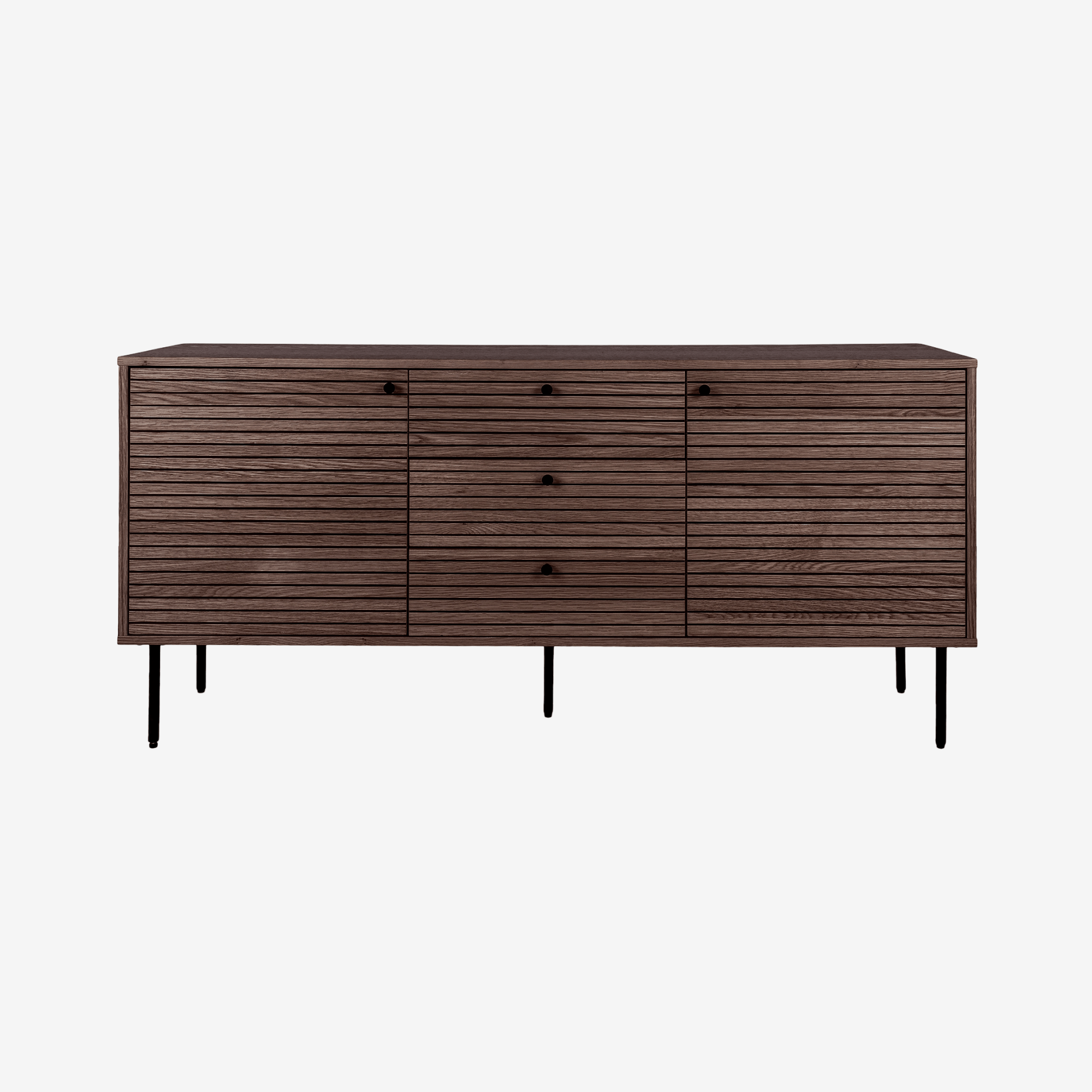 OLZA | קומודה מעץ ומתכת, עם 3 מגירות ומדפים סגורים