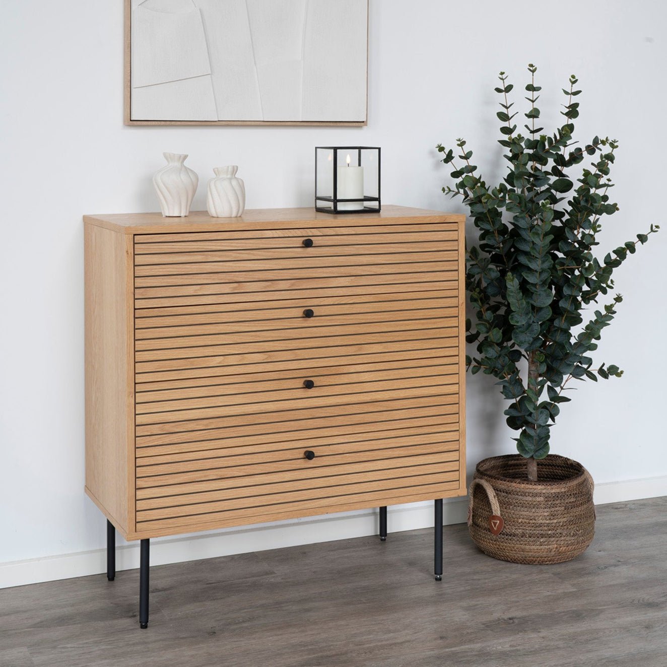 LYKI | קומודה מעץ ומתכת, עם 4 מגירות