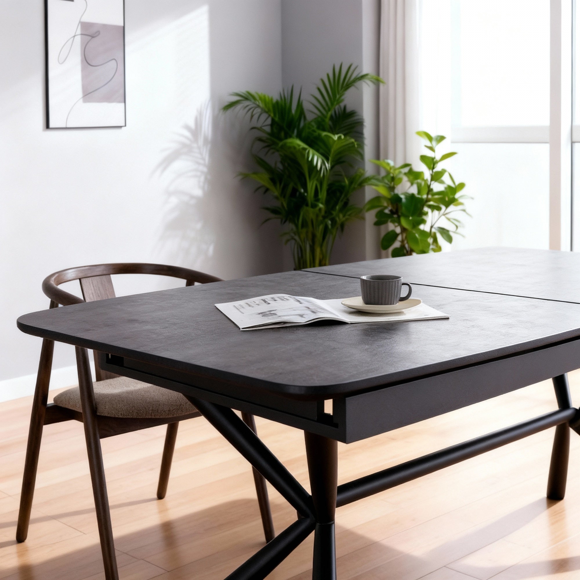 KARG | שולחן אוכל מלבני 180/100 ס"מ, נפתח ל-270 ס"מ, עד 12 סועדים