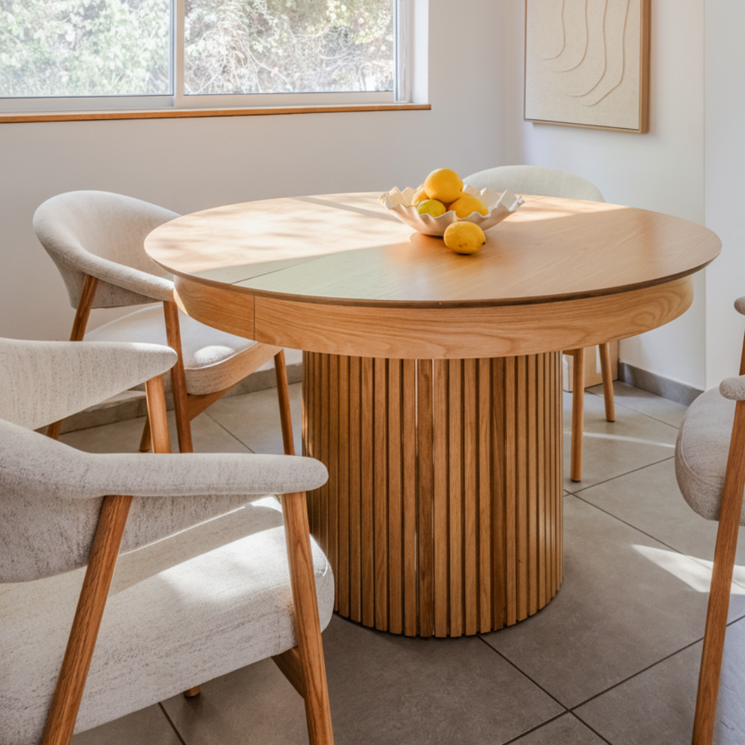 JANIS | שולחן אוכל עגול נפתח, מגיע בשני גדלים