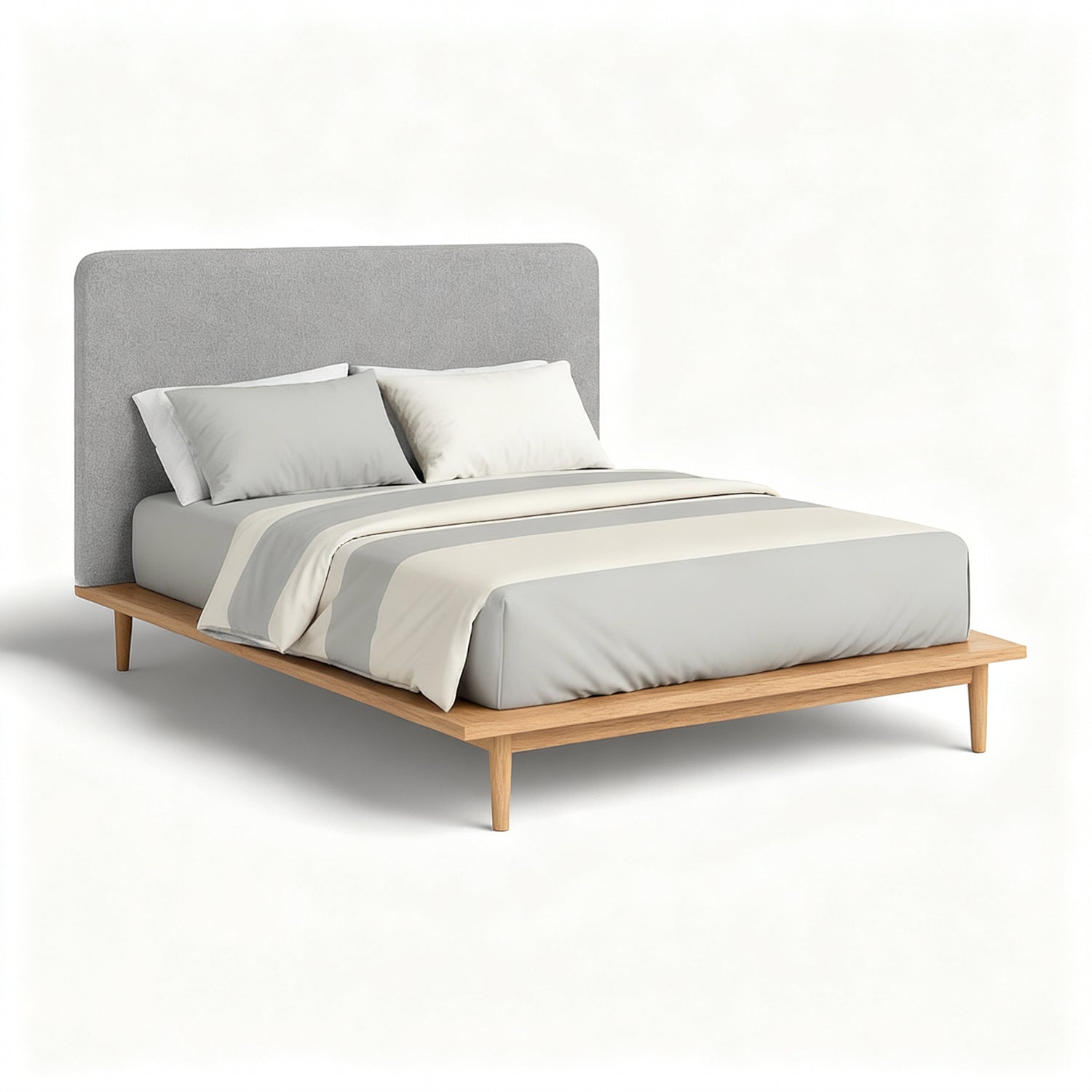 VIDSAT | מיטה זוגית מעץ עם גב מרופד