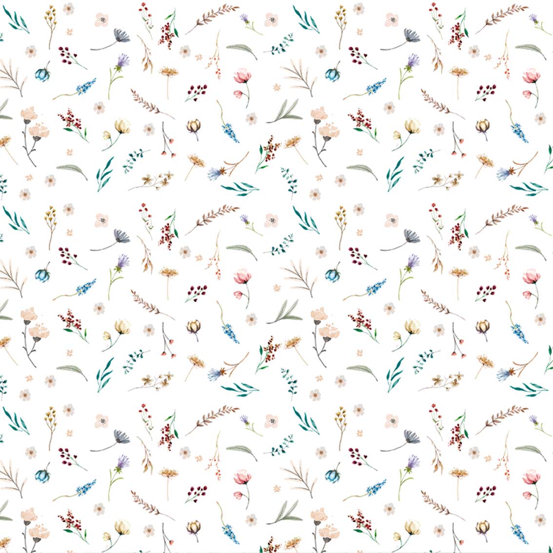 JIKA | טפט פרחוני עדין על רקע לבן