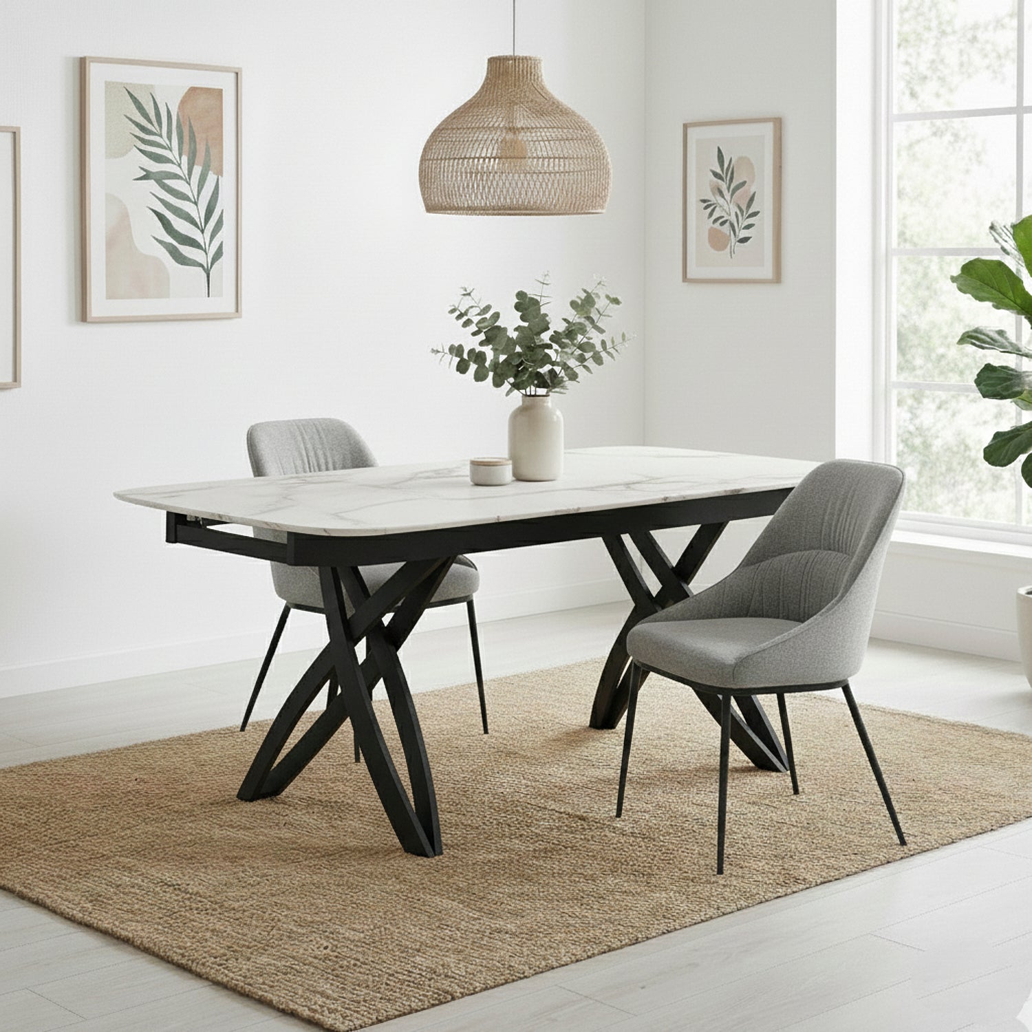 BERGLY | שולחן אוכל מלבני 200/95 ס"מ, נפתח ל-300 ס"מ, עד 14 סועדים