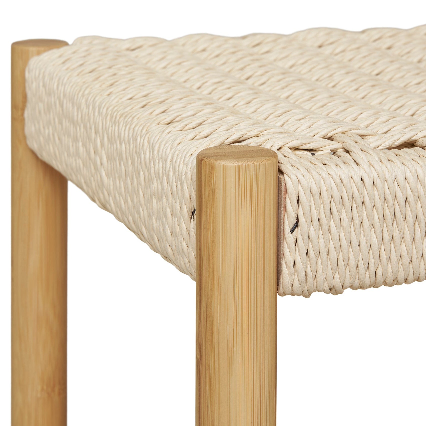 DORVA | מתלה בגדים מבמבוק וחבל, עם ספסל ומדף , 95/165 ס"מ