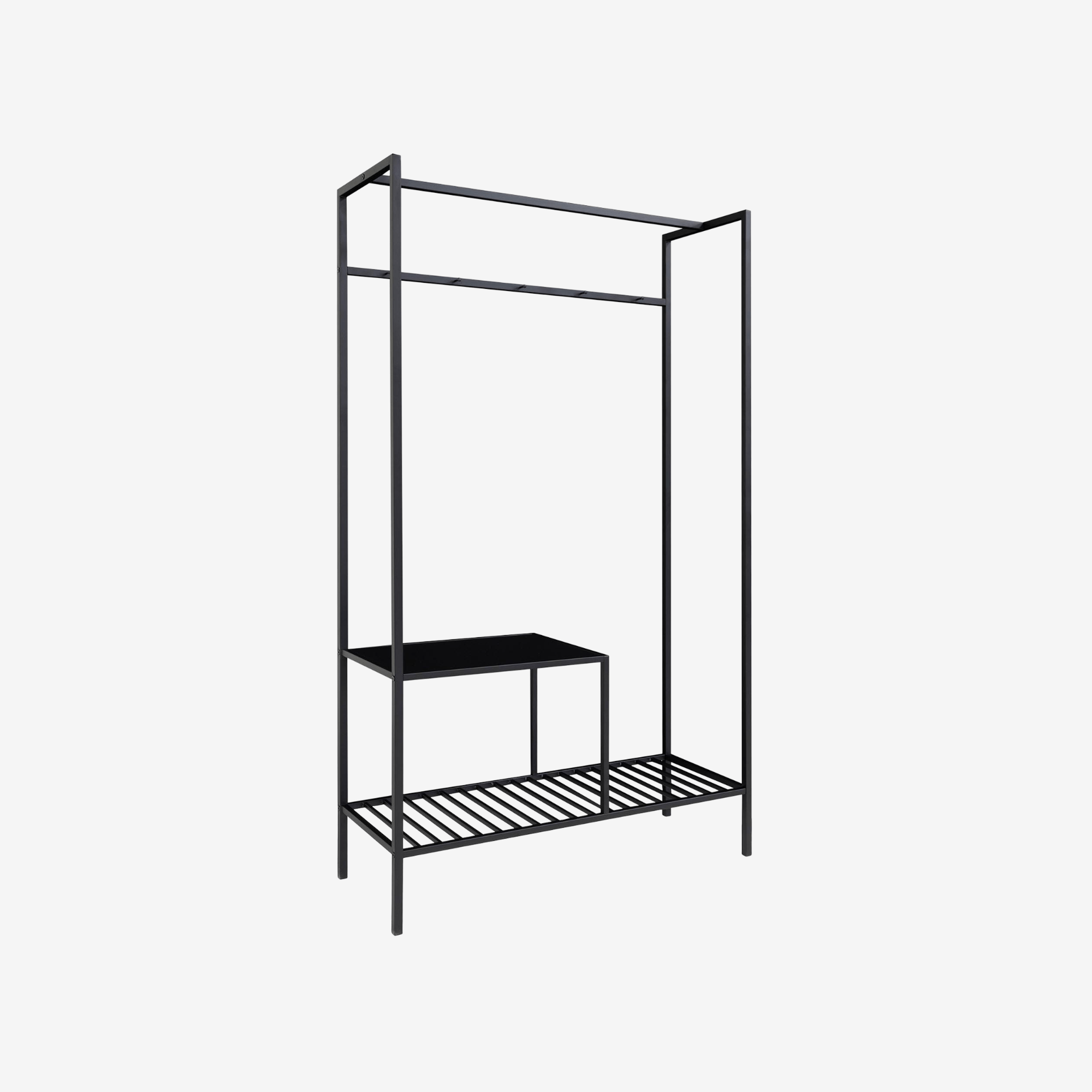 BEMI | מתלה בגדים ממתכת עם מדפים פתוחים , 101/170 ס"מ