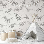 SAYIF | טפט דינוזאורים שחור לבן
