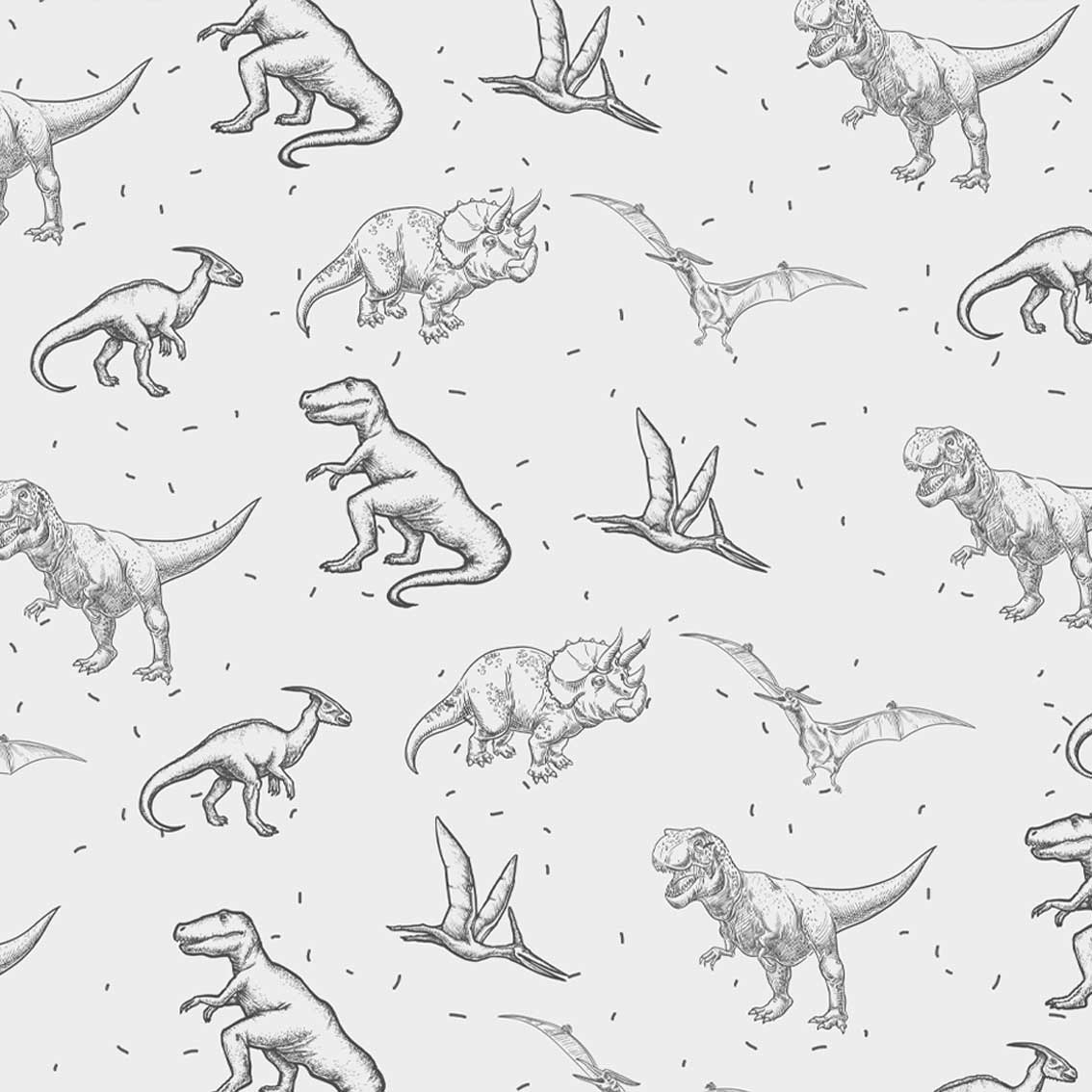 SAYIF | טפט דינוזאורים שחור לבן