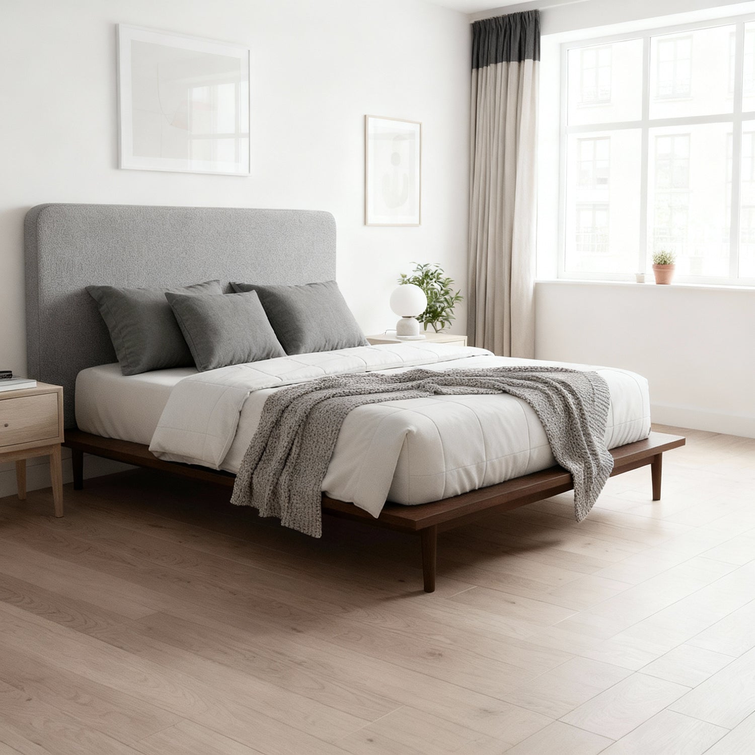 VIDSAT | מיטה זוגית מעץ עם גב מרופד