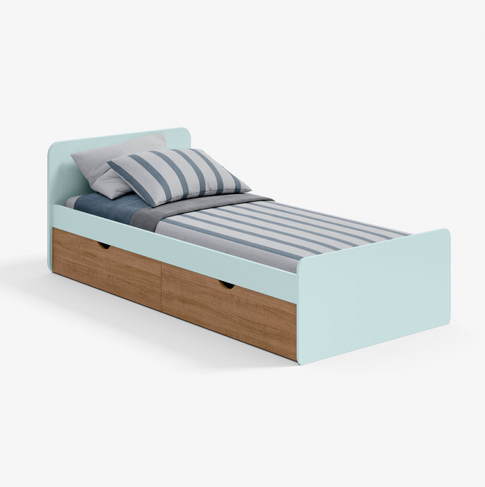 Melogrin | מיטת ילדים מעץ עם מגירות אחסון