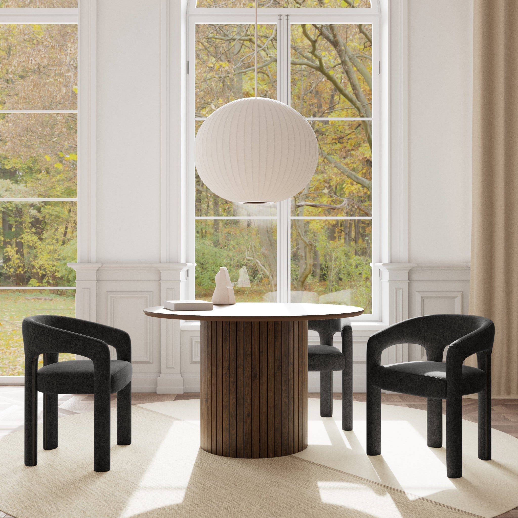 BRICK | כיסא עם משענות יד מרופד בבד אריג