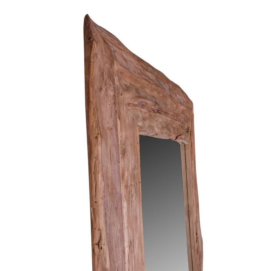 BAKA | מראה מלבנית מעוצבת עם מסגרת עץ טיק