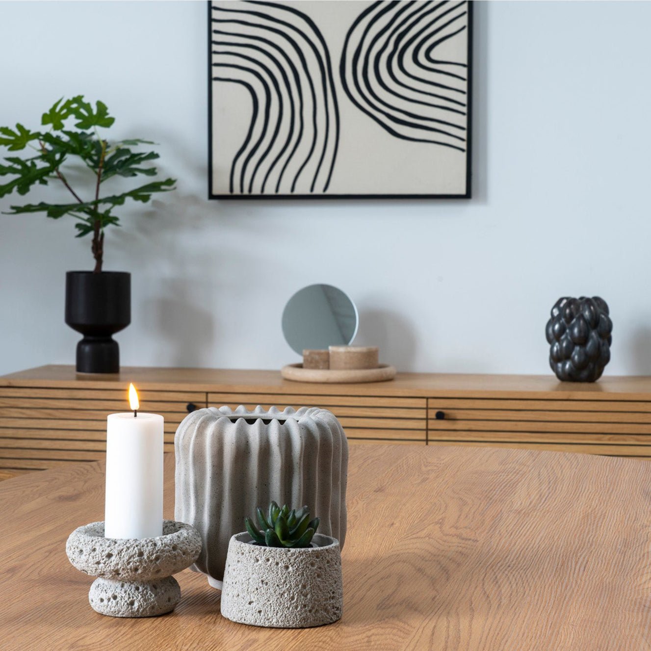 GAGAY | מראת שולחן עגולה בשילוב טרוונטין