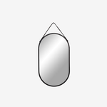 LAGIT | מראת תליה אובלית ממתכת בשילוב דמוי עור