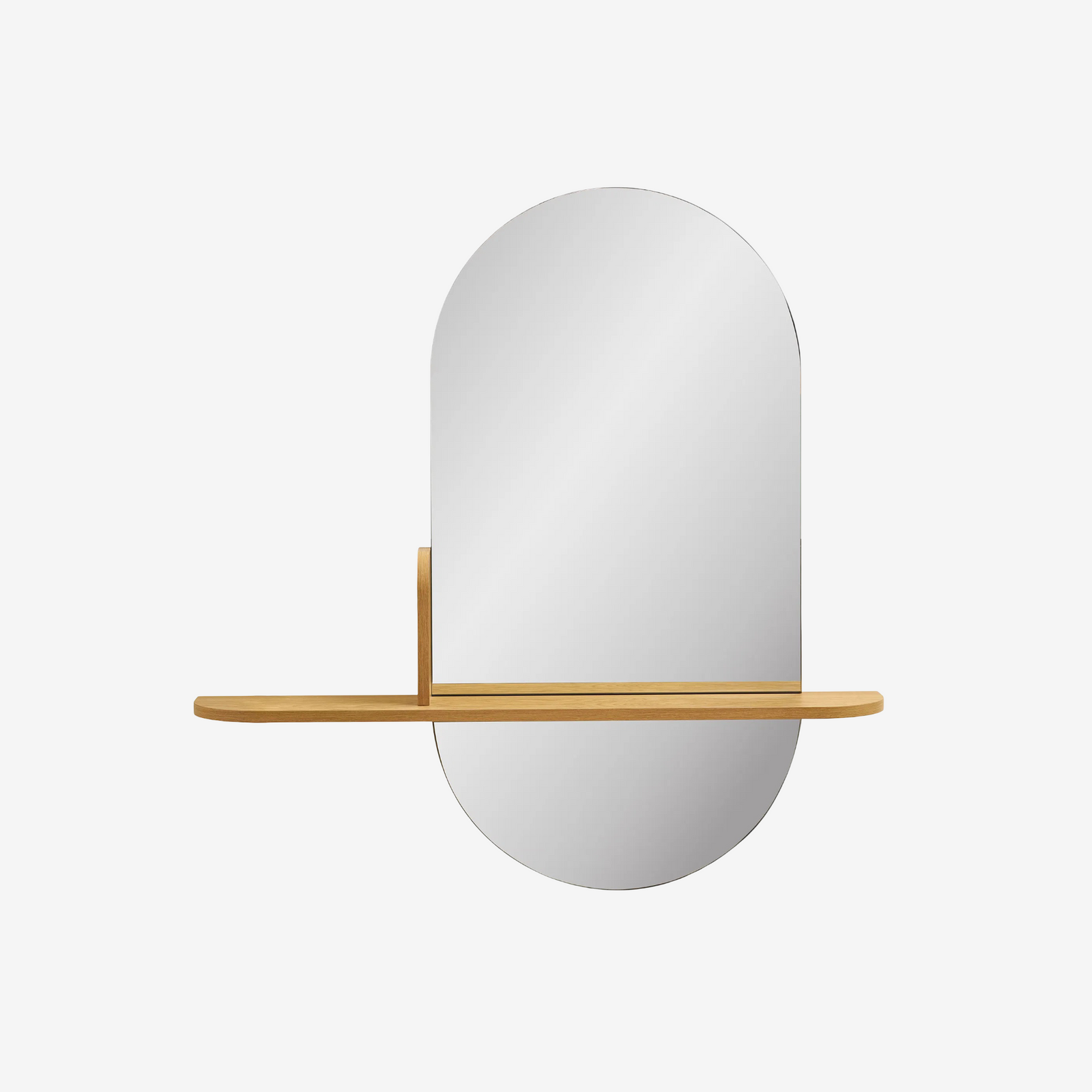 TAKAMI | מראה אובלית משולבת מדף עץ
