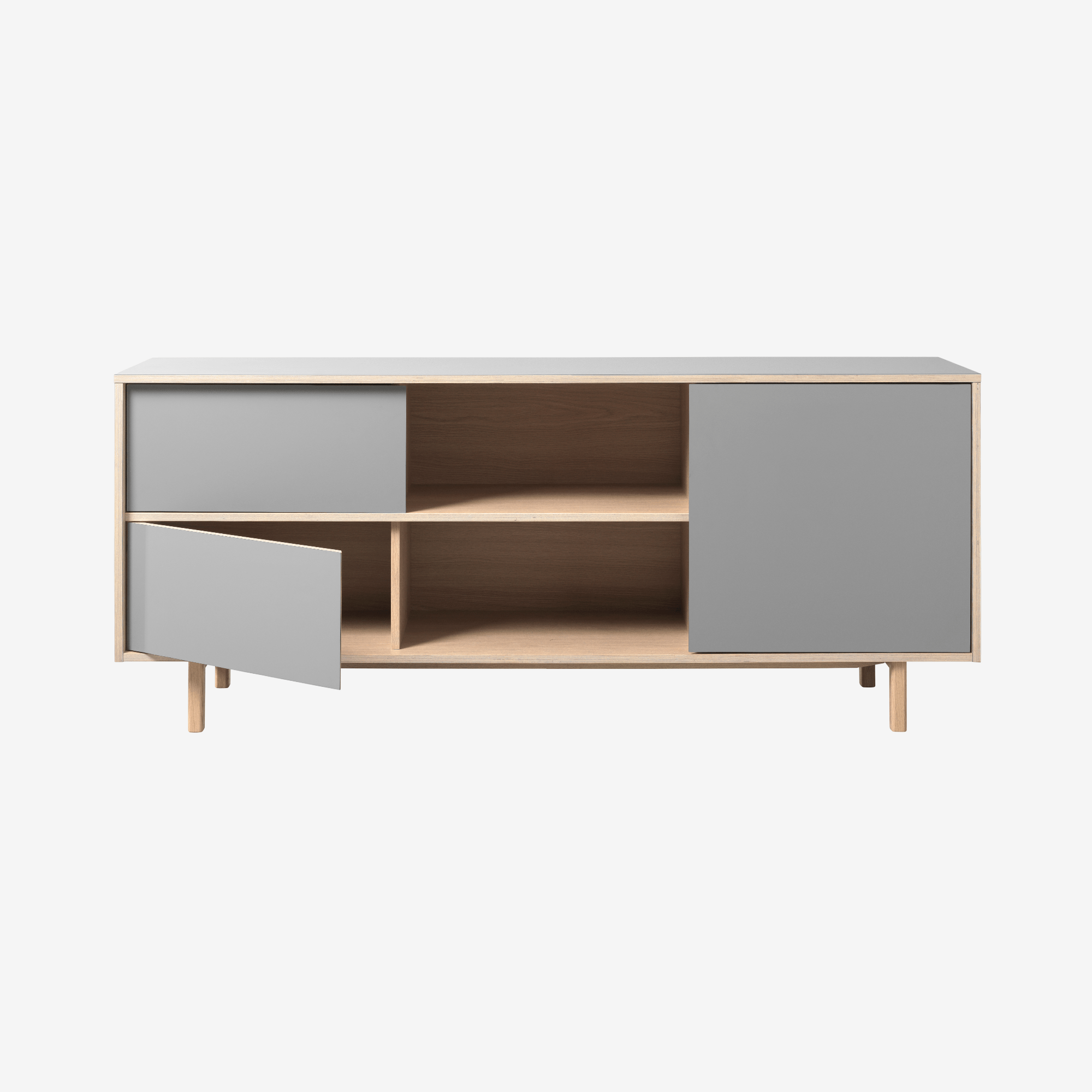 TABU | מזנון נורדי מעץ, עם מדפים פתוחים וסגורים