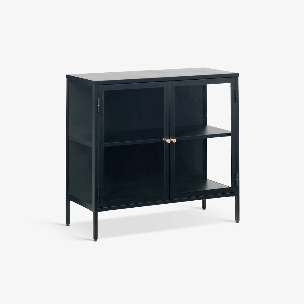SANNA | שידת אחסון ממתכת וזכוכית, עם מדפים סגורים - KUALA