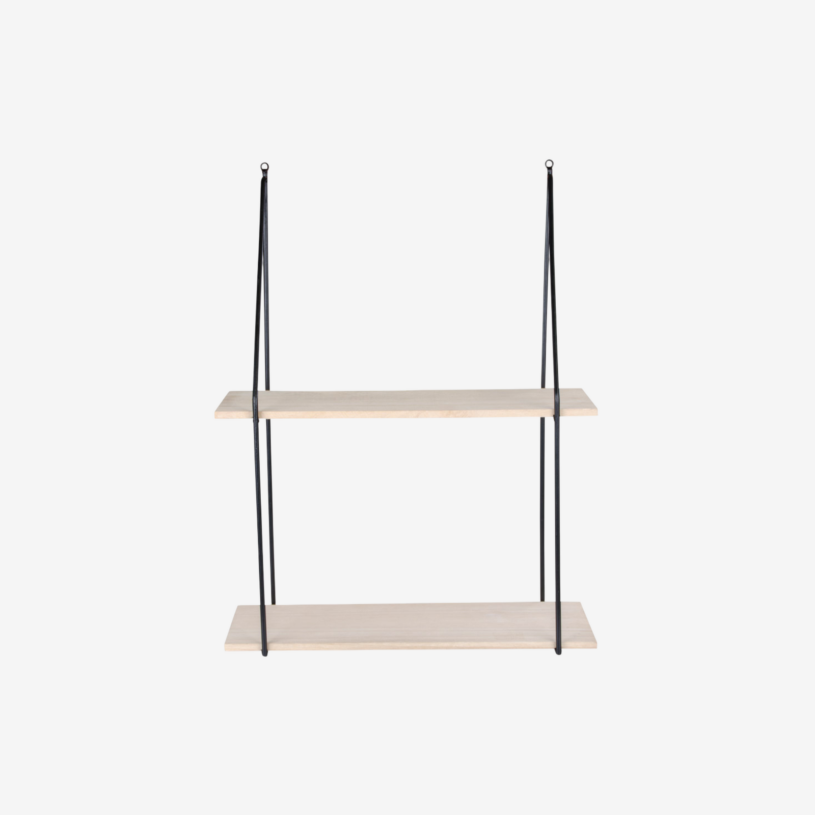 ALYA | מדף קיר דו-שלבי מעץ בשילוב תומכי מתכת שחורה - KUALA