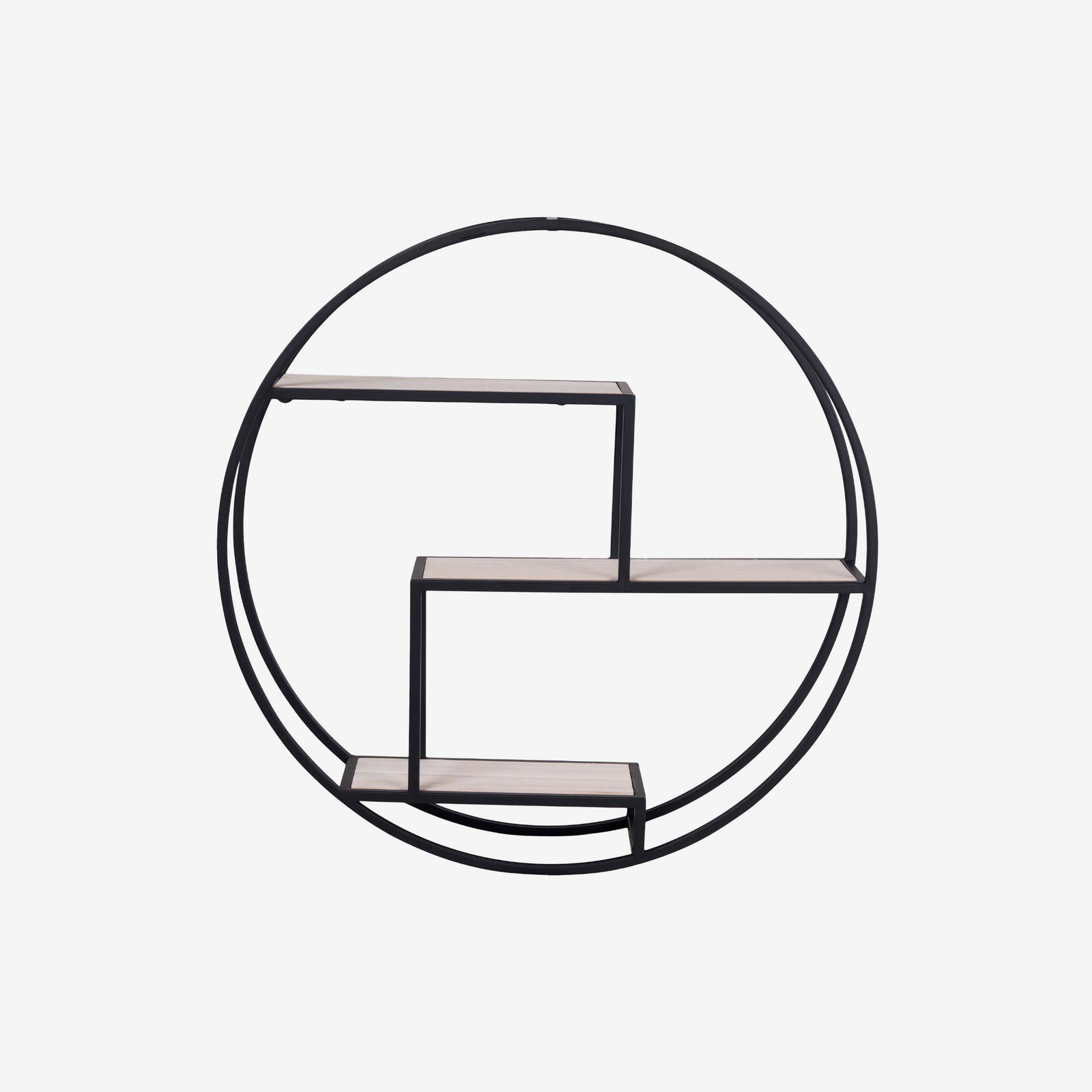 ALMI | יחידת מדפים עגולה לתליה, מעץ בשילוב ברזל - KUALA