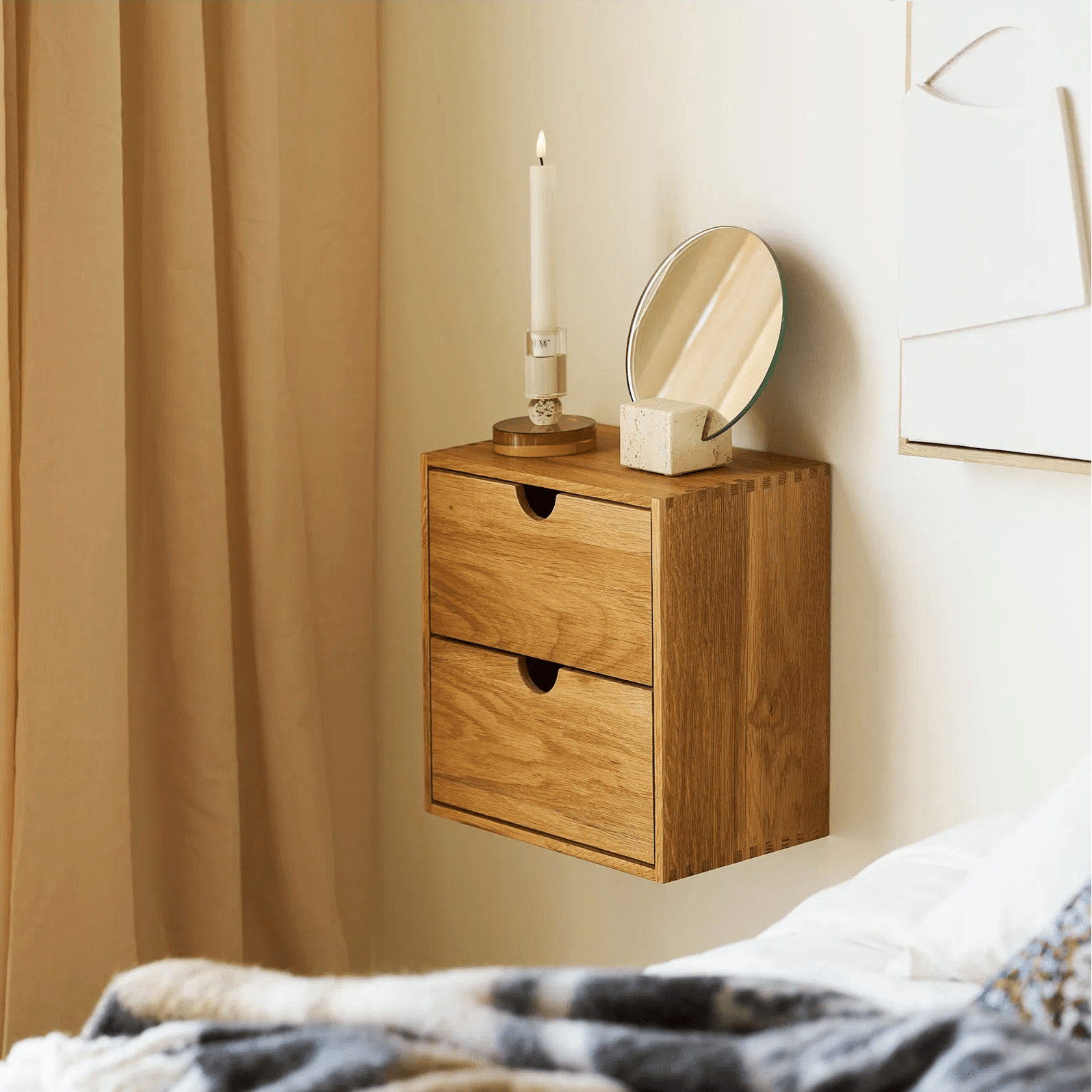 BONE | יחידת מגירות לתליה מעץ אלון מלא, 30/30 ס"מ