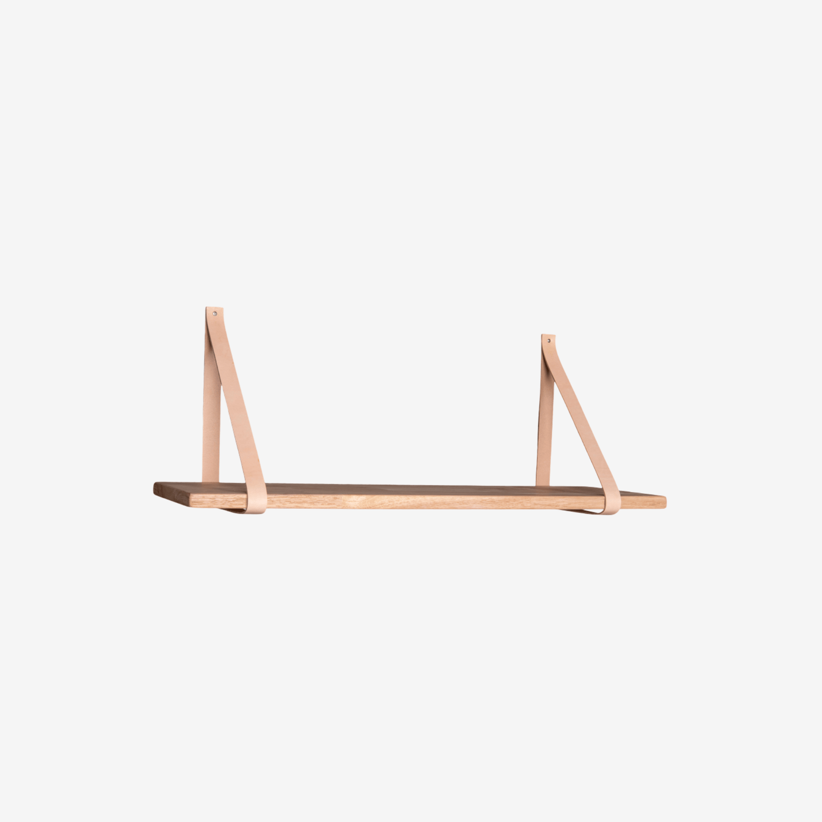 BASI | מדף קיר מעץ מלא עם תומכים דמוי עור - KUALA