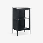 LEONIE | שידת אחסון ממתכת וזכוכית, עם מדפים סגורים