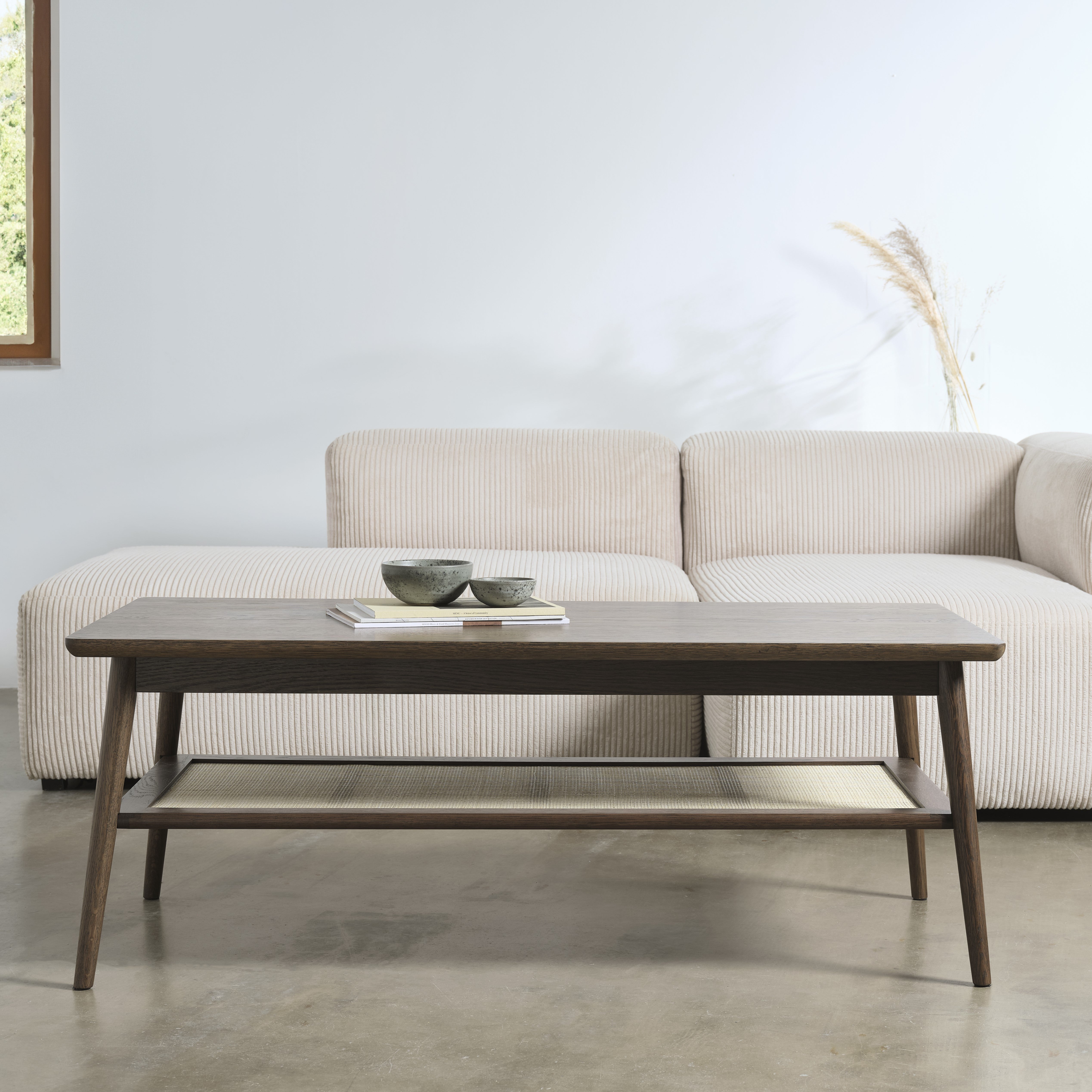 SOUTA | שולחן סלון מלבני מעץ מלא וראטן, 120/60 ס"מ - KUALA