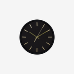 ARELOR | שעון קיר עגול בגוון שחור עם נגיעות מוזהבות