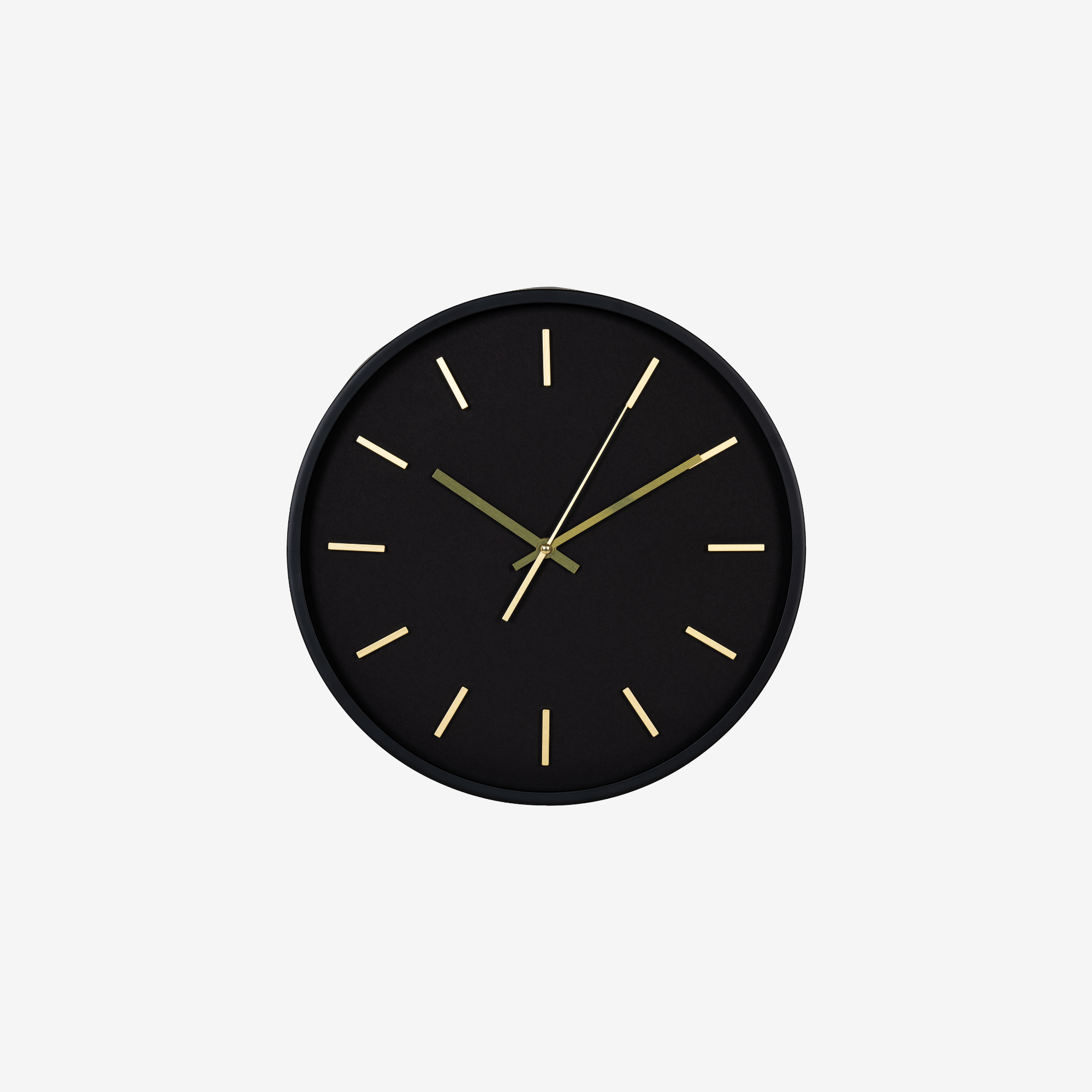 ARELOR | שעון קיר עגול בגוון שחור עם נגיעות מוזהבות