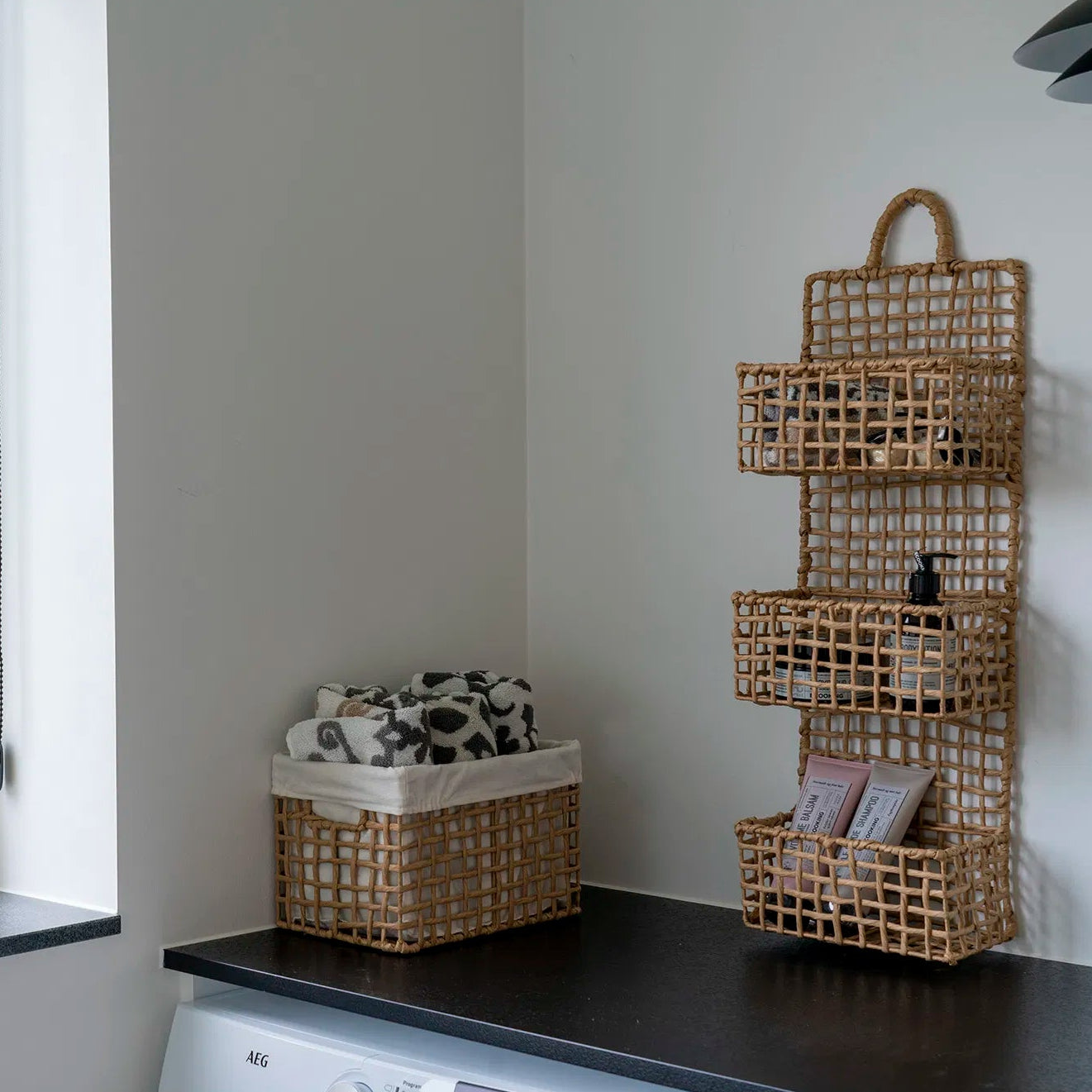 HORA | סט סלסלות קש עם בטנה בגוון טבעי - KUALA