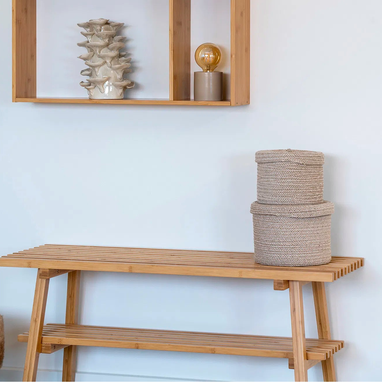 GILO | 'סט סלסלות מכותנה עם מכסה בגוון בז - KUALA