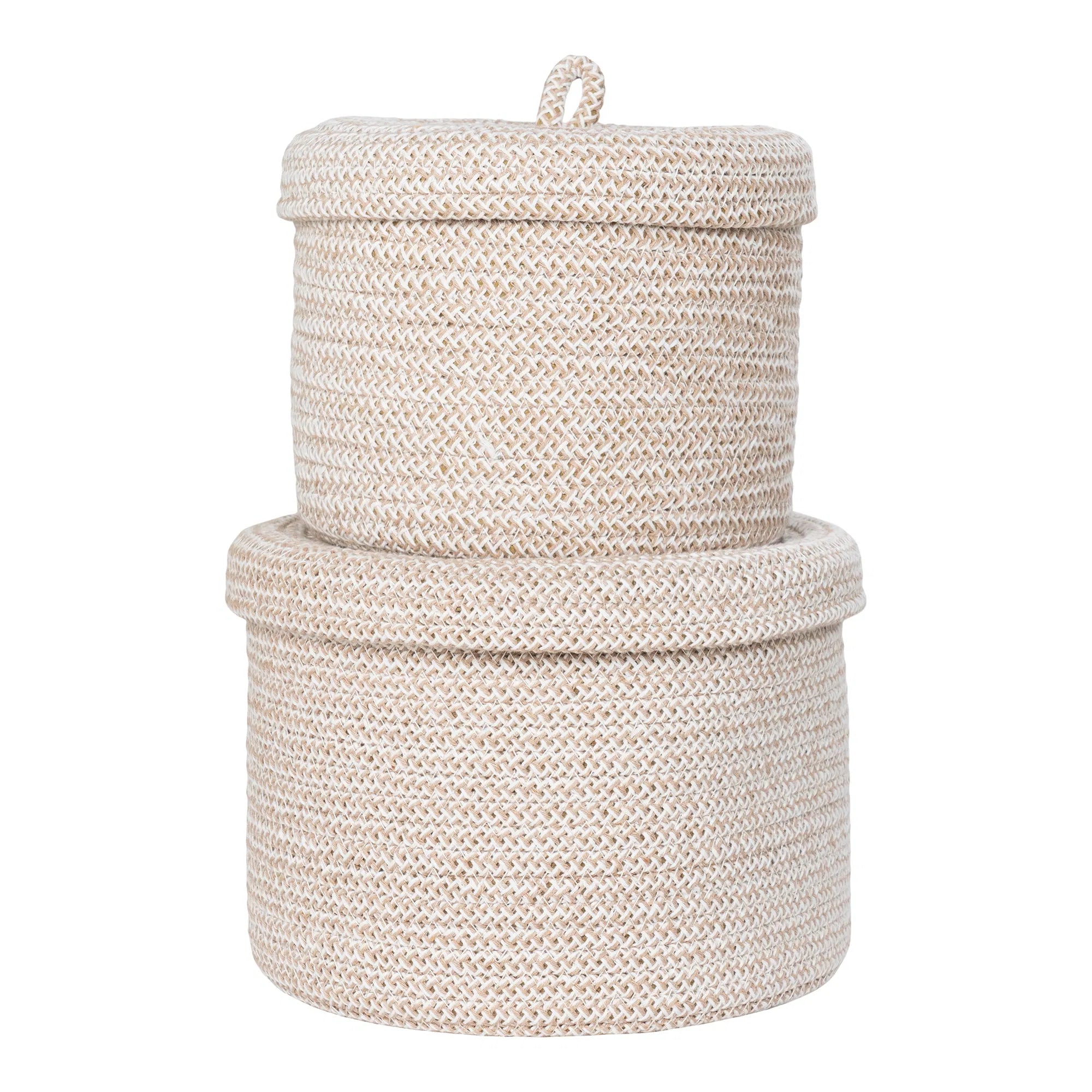 GILO | 'סט סלסלות מכותנה עם מכסה בגוון בז - KUALA