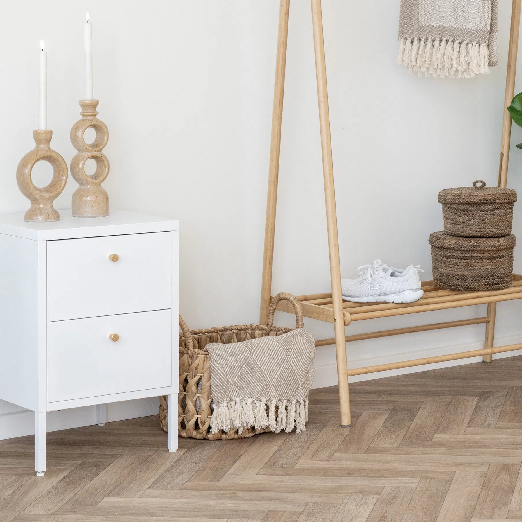 HENO | סט סלסלות אליפסות עם ידיות בגוון טבעי - KUALA