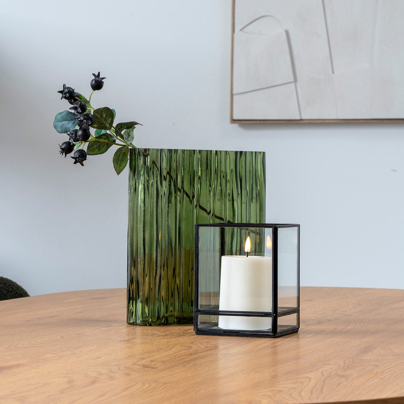 NUZA | ואזה זכוכית ירוקה במרקם גלים