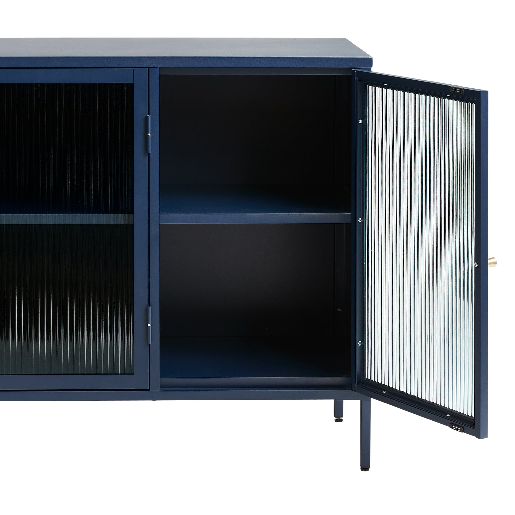 FIONALA | שידת אחסון ממתכת וזכוכית, עם מדפים סגורים