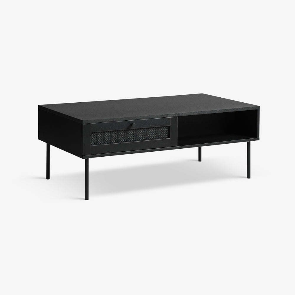 DINRO | שולחן סלון מלבני מעץ, ראטן ומתכת, 110/60 ס"מ - KUALA