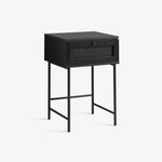 ZUKEYA | שידת לילה מעץ 45/45 ס"מ, ראטן ומתכת, עם מגירה