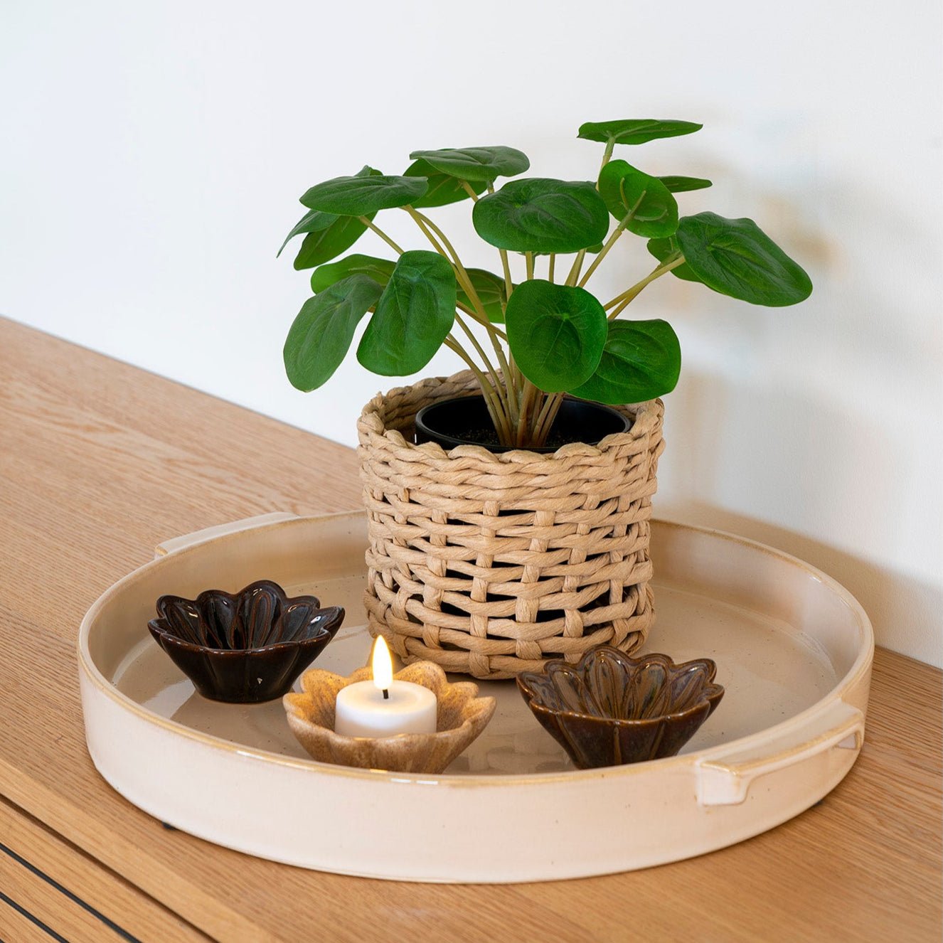 BOZU | מגש קרמי עגול עם ידיות