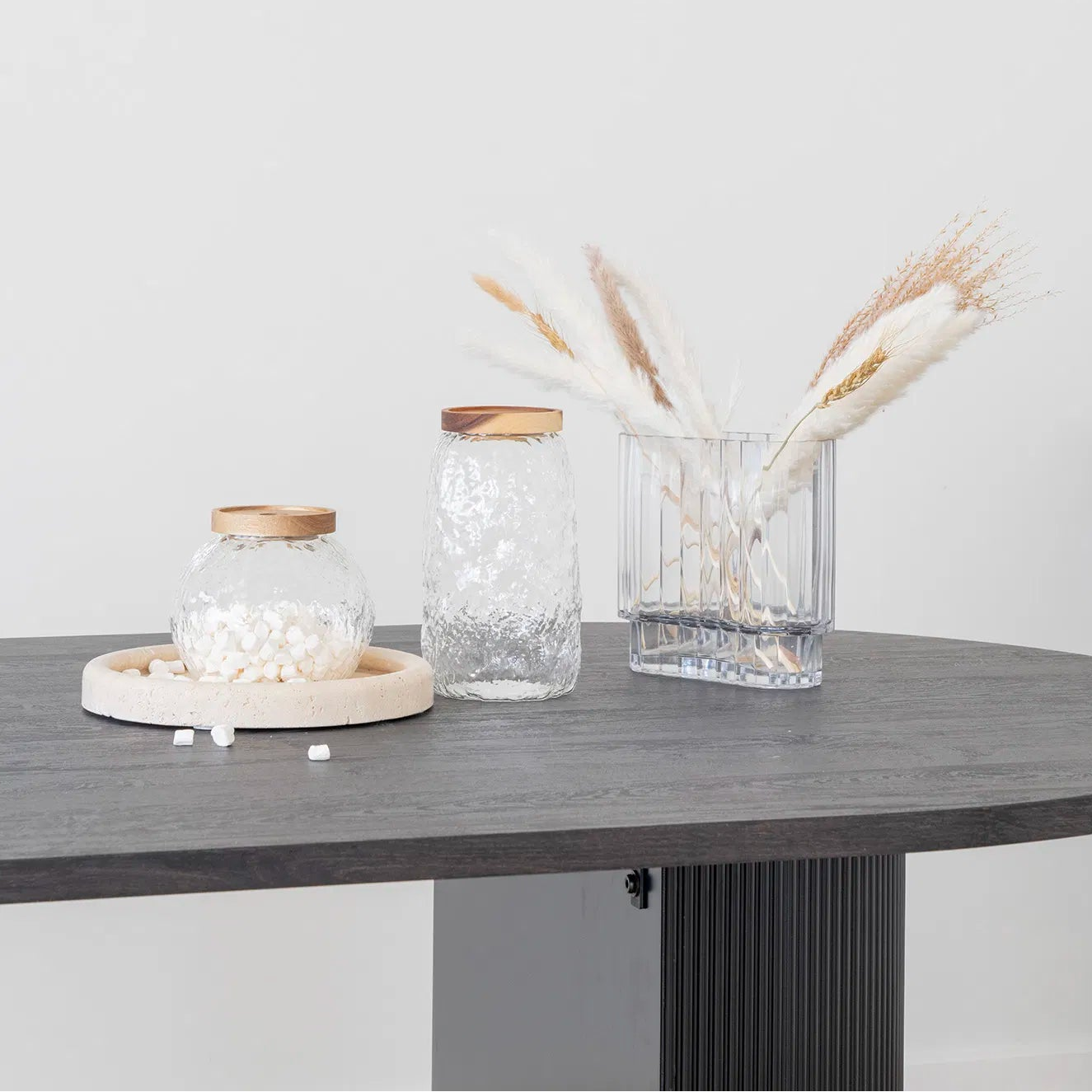 CAVA | סט צנצנות זכוכית עם מכסה עץ - KUALA