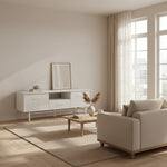 XANDER | מזנון נורדי מעץ ומתכת, עם מגירה, מדף פתוח ומדפים סגורים