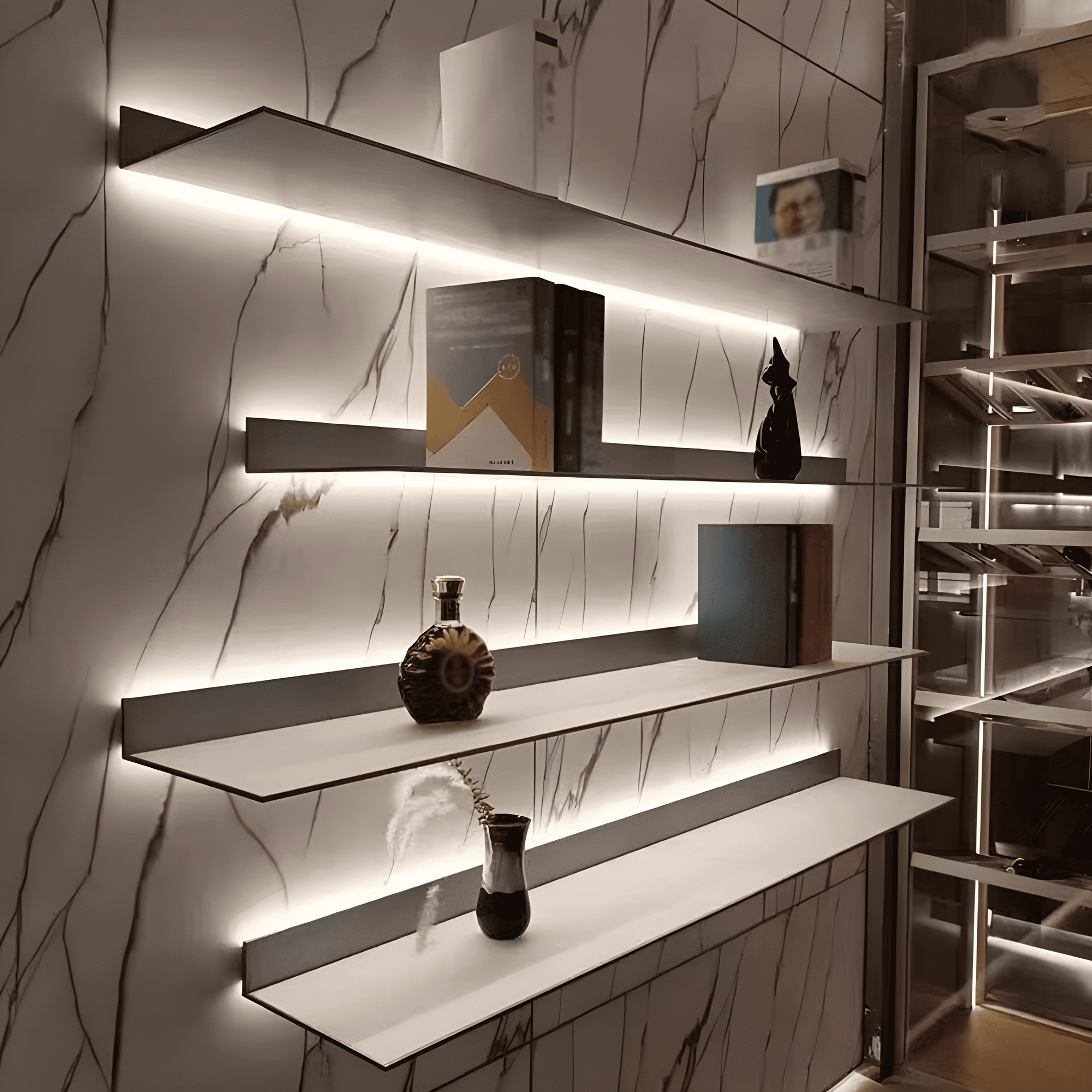 SONDEF | מדף מעוצב עם תוספת תאורה לבחירה