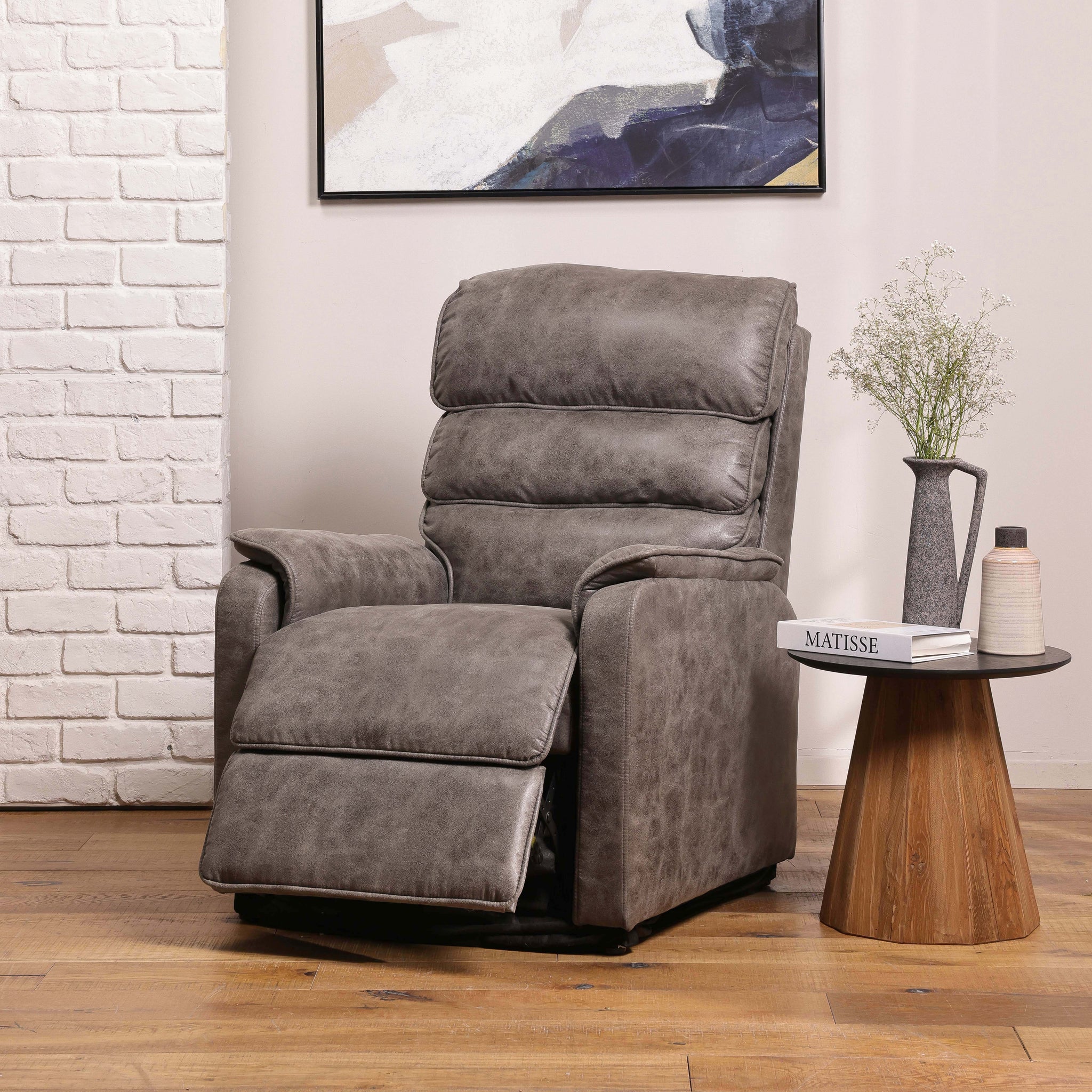 ZETO | כורסת טלוויזיה חשמלית מרופדת בבד דמוי עור