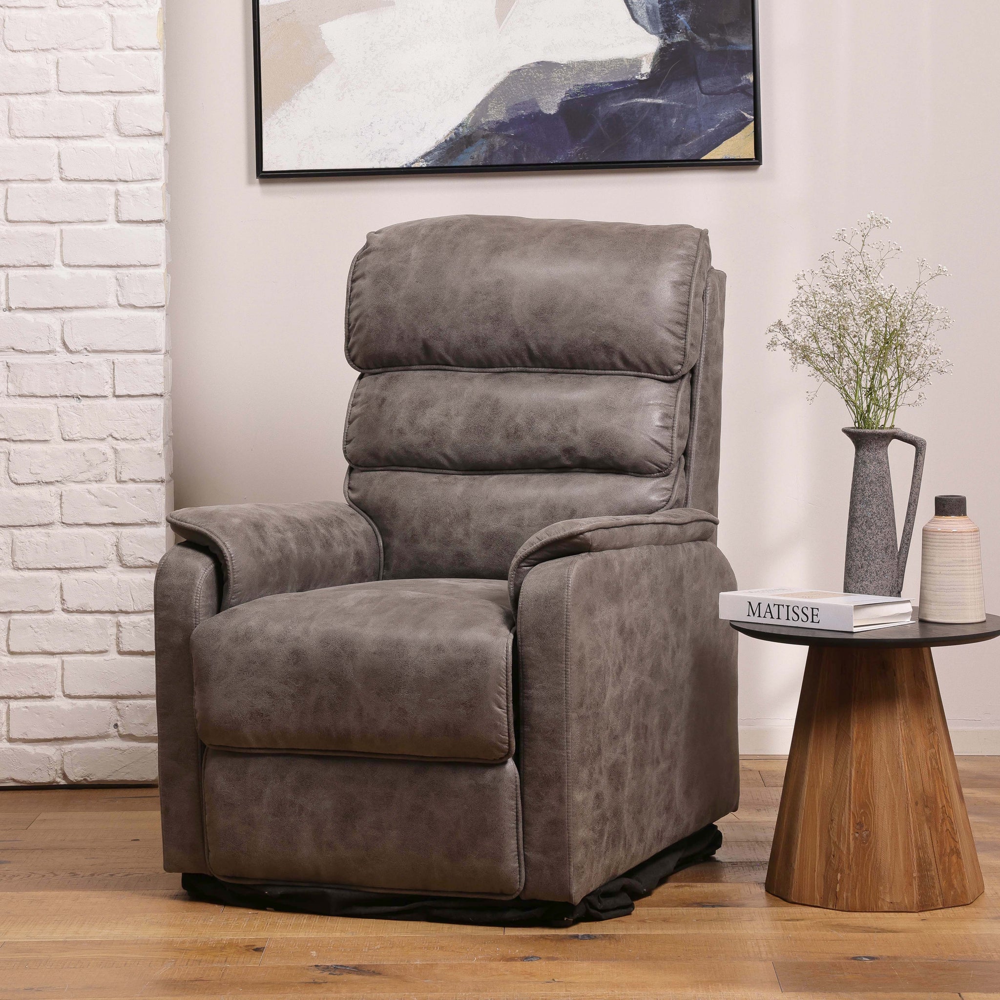 ZETO | כורסת טלוויזיה חשמלית מרופדת בבד דמוי עור