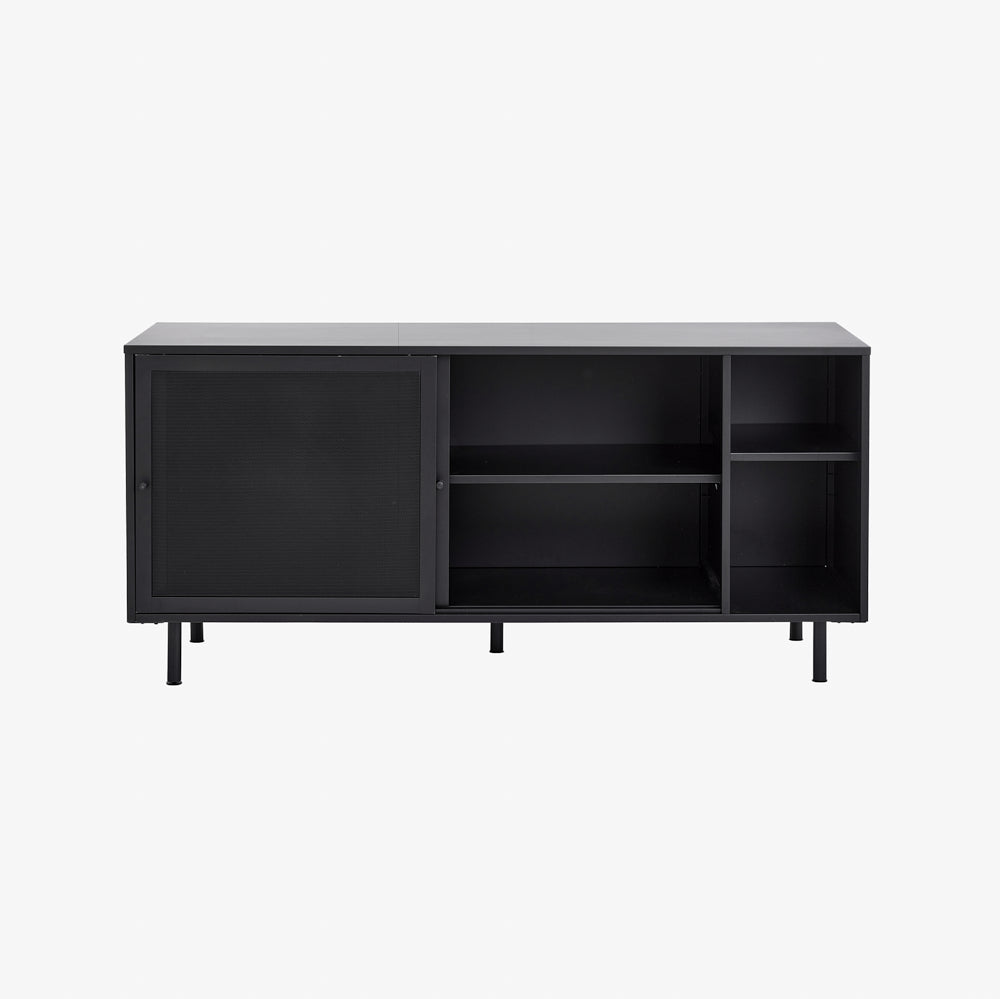 BUNITA | מזנון מודרני ממתכת, עם 2 מדפים פתוחים ו-2 דלתות סלייד - KUALA