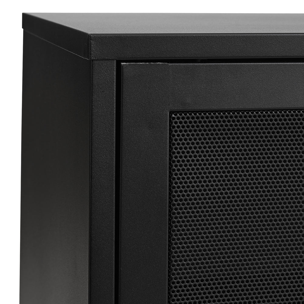 BUNITA | מזנון מודרני ממתכת, עם 2 מדפים פתוחים ו-2 דלתות סלייד - KUALA