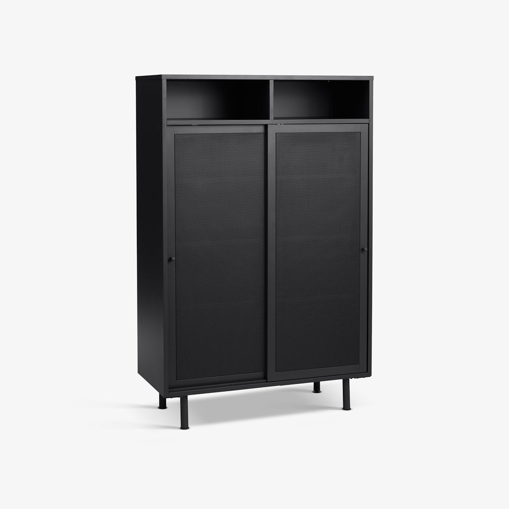 QUINN | שידת אחסון ממתכת עם מדפים פתוחים וסגורים