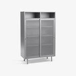 QUINN | שידת אחסון ממתכת עם מדפים פתוחים וסגורים